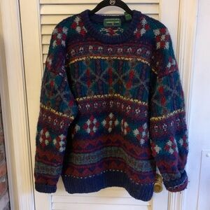 Multicolor Vintage Wool Oversized Crewneck Sweater
